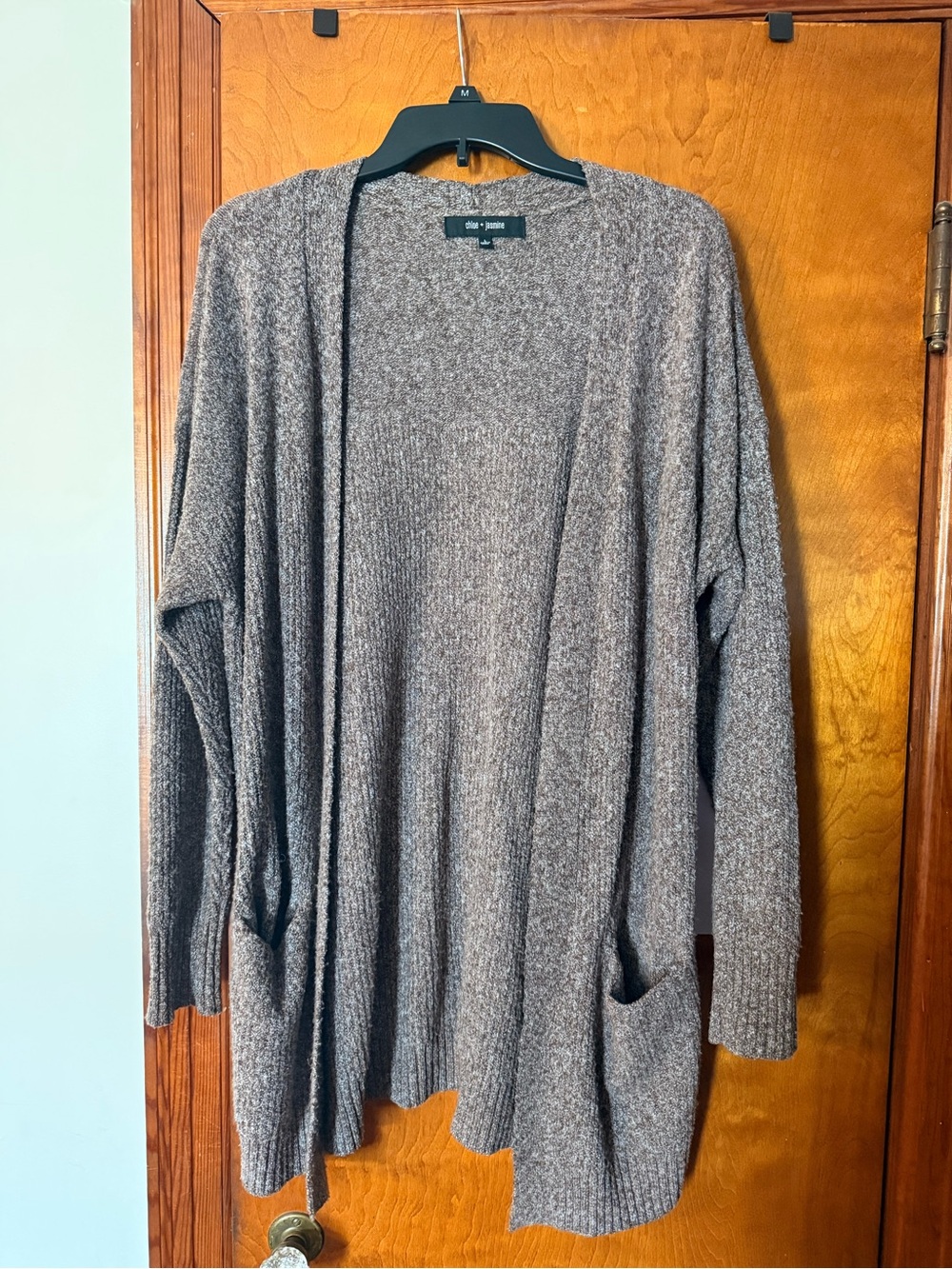 Open-Front Cozy Ribbed Cardigan Sweater - brown